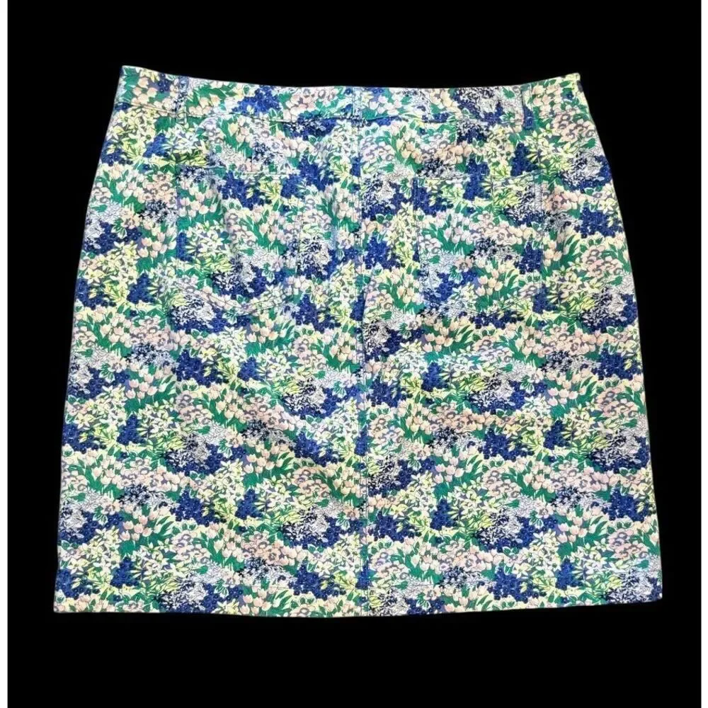 Talbots A-Line Stretch Skirt Flower Print Sz. 16 Boho Packable